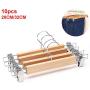 KYCPTNFJ 10pcs Clothes Hanger Adjustable Anti Slip with Clips Anti-Rust Natural Durable Wooden Practical Pants Home Laundry Skirt