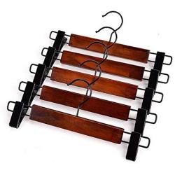 5pcs Retro Pants Skirt T-Shirt Kid Clothes Hanger Rack Organizer Solid Wood with Pant Clips for Kids Adults