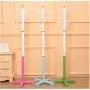 Wooden Children Clothes Hanger with 5 Hooks Pencil Shape Coat Rack Floor Standing Clothes Rack Folding Shelf for Kids 133cm Random Color