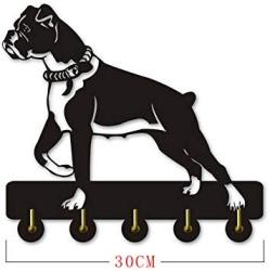 Creative Animal Theme Clothes Hooks Boxer Dog Silhouette Decorative Wooden Wall Hanger Coat Hook Unique Wall Art Indoor Decoration Wall Sticker,Black