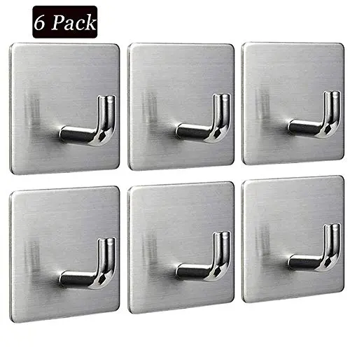 Self Adhesive Hooks, Removable Wall Hooks, Meirenda Sticky Hangers, Heavy Duty Bathroom Towel Sticky Adhesive Wall Hanging Hooks for Office Home Robe Kitchen Keys Bags 6pack (Square 6 Pack) Self Adhesive Hooks, Removable Wall Hooks, Meirenda Sticky Hangers, Heavy Duty Bathroom Towel Sticky Adhesive Wall Hanging Hooks for Office Home Robe Kitchen Keys Bags 6pack (Square 6 Pack)