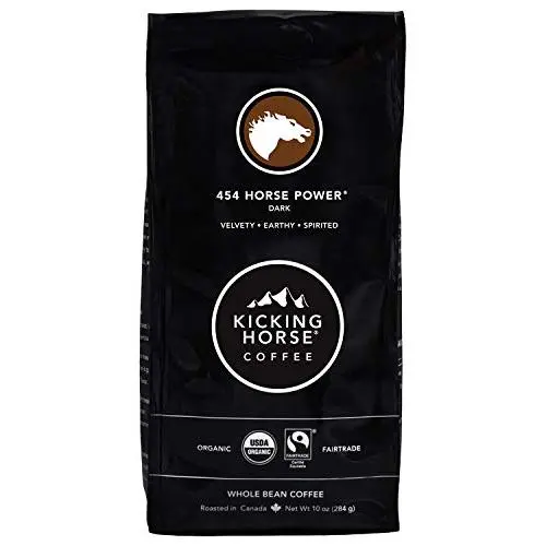 Kicking Horse Coffee, 454 Horse Power, Dark Roast, Whole Bean, 10 oz - Certified Organic, Fairtrade, Kosher Coffee