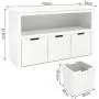 Homfa Kids Toy Storage Cabinet, Toddlers Room Chest Cabinet 3 Drawers with Wheels and Large Storage Cube Shelf for Childrens Bedroom Playroom, White