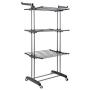 Wilbur Charley 3-Layer Portable Clothes Drying Rack Rolling Garment Clothing Rack Storage Shelf Organizer Clothes Hangers Folding Laundry Dryer Hanger for Indoor,Outdoor (Gray)