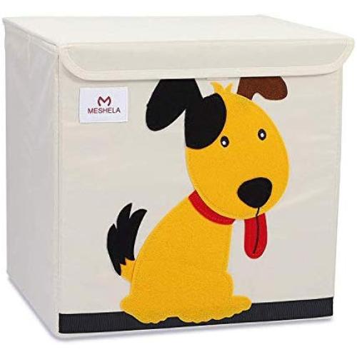 Pasutewel Kids Storage Box, Large Capacity Foldable Cartoon Canvas Cube Organiser For Clothes, Shoes, Toys (Dog)