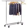 SDIiLAN Closet Organizer Garment Rack Clothes Hanger Home Shelf Portable Single-bar Steel Clothes Rack Silver