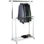 MyGift Chrome Plated Adjustable Dual Bar Garment Display Rack, Rolling Clothes Hanger with Bottom Shelf MyGift Chrome Plated Adjustable Dual Bar Garment Display Rack, Rolling Clothes Hanger with Bottom Shelf