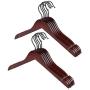 Uheng Solid Wood Suit Closet Clothes Hangers - 10 Pack Non Slip Bar Precisely Cut Notches - 360 Degree Swivel Chrome Hook - Natural Sturdy Durable Wooden Hangers