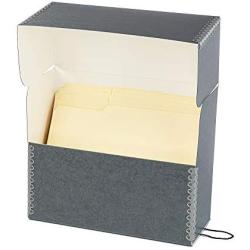 Lineco Blue/Gray Archival Document Storage Case, 5" Wide. 12 Letter-Size File Folders Included. Fits Letter-Sized Prints, Photos. Acid-Free, Lignin-Free. Protects from Dust, Light.