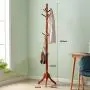 MEETA- Retro Design 9 Hooks Free Standing Sturdy Wood Entryway Coat Rack Hat Tree Hanger Hall with Tripod Base for Clothes, Scarves,Handbags (Color : Red) MEETA- Retro Design 9 Hooks Free Standing Sturdy Wood Entryway Coat Rack Hat Tree Hanger Hall with Tripod Base for Clothes, Scarves,Handbags (Color : Red)