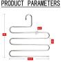 IDEALCRAFT Pants Hangers Scarf Hanger 5 Layers Space Saving Stainless Steel Clothes Organizer with 10 Clips, S Shape(4 Pack)