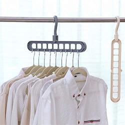 Warmacup 2 Packs Clothes Hanger Organizer Multi-Port Support Circle Clothes Hanger Rotate Anti-Skid Folding Hanger with Multifunction Space Saving Clothes Hangers Hangers Storage Racks