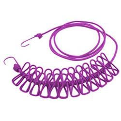 junshi11 Protable Windproof Outdoor Clothesline Clothing Hanger Travel Hiking Caming Laundry Drying Rope with 12 Clips,Outddor Indoor Use Purple