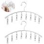 Cabilock Clothes Hanger 2pcs Stainless Steel Arc-Shaped Laundry Hangers with 8 Clips Clothes Drying Rack for Underwears Socks Towels