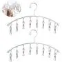 Cabilock Clothes Hanger 2pcs Stainless Steel Arc-Shaped Laundry Hangers with 8 Clips Clothes Drying Rack for Underwears Socks Towels