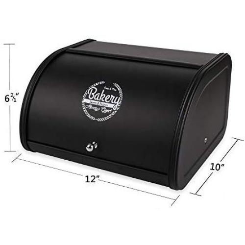 Hot Sales X458 Metal Bread Box/Bin/kitchen Storage Containers with Roll Top Lid (Black)