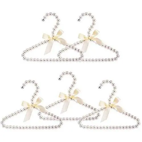 Koicaxy White Faux Pearl Bow Clothes Hangers Hook for Children Kids Bowknot White 5 Packs Koicaxy White Faux Pearl Bow Clothes Hangers Hook for Children Kids Bowknot White 5 Packs