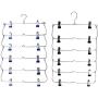 LOVIVER 2/Set Skirt Hangers 6 Tier Pants Hanger with Adjustable Clips Durable Metal Pant Hangers Space Saving for Pants Skirts Clothes and More -Black & Blue