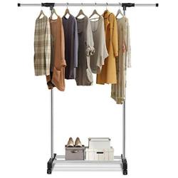 COLIBROX-TM Rolling Garment Rack Closet Organizer Shelf Clothes Hanger Adjustable Portable Bedroom Cloakroom Checkroom Furniture Useful Decor Indoor Outdoor Use Wardrobe Drying Rack