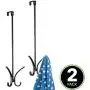 mDesign Metal Modern Over The Door Long Easy Reach Storage Organizer Rack - Hang Coats, Jackets, Hoodies, Hats, Scarves, Purses, Leashes, Towels, Robes, Clothing - 17" Tall, 4 Hooks - 2 Pack - Black mDesign Metal Modern Over The Door Long Easy Reach Storage Organizer Rack - Hang Coats, Jackets, Hoodies, Hats, Scarves, Purses, Leashes, Towels, Robes, Clothing - 17" Tall, 4 Hooks - 2 Pack - Black