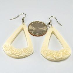 Rose Triangle Earrings ? Hanger Earrings - Bone