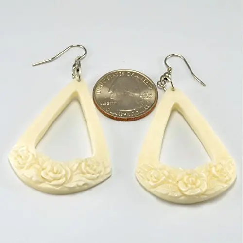 Rose Triangle Earrings ? Hanger Earrings - Bone