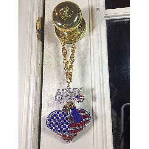 DAYZE ARMY WIFE Crystal Letters Heart American Flag Lamp Switch or Door knob hanger Decoration or Wall Hanger Room Jewelry Gift