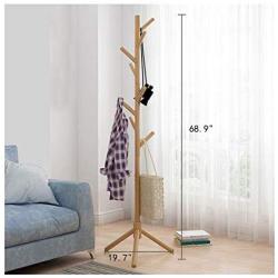 Aviat Coat Rack Free Standing Wooden Holder,Multifunctional&Super Easy Assembly&Sturdy,Hallway/Entryway Coat Hanger Stand Floor Storage Shelf for Clothes,Suits,Shoes,Bag Scarf [Ship from USA] (Khaki)