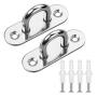 Bluecell 2pcs Heavy Duty U-Shaped Design Stainless Steel Oblong Plate Staple Ring Hook Wall Mount Hanger with Screws (80mm)