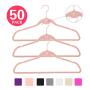 MIZGI Premium Cascading Velvet Hangers (Pack of 50) Heavyduty - Non Slip Hangers with Cascading Hooks Blush Pink/Rose - Copper/Rose Gold Hooks,Space Saving Clothes Hangers (Blush Pink/Rose)