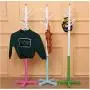 Wooden Children Clothes Hanger with 5 Hooks Pencil Shape Coat Rack Floor Standing Clothes Rack Folding Shelf for Kids 133cm Random Color