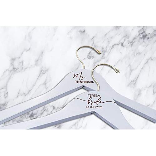 Personalized Bridal Hangers, Custom Wedding Hanger with Bow, Wooden Bridesmaid Hangers, Wedding Dress Hanger for Bride and Groom (White, Center Only + Laser Engraving) Personalized Bridal Hangers, Custom Wedding Hanger with Bow, Wooden Bridesmaid Hangers, Wedding Dress Hanger for Bride and Groom (White, Center Only + Laser Engraving)