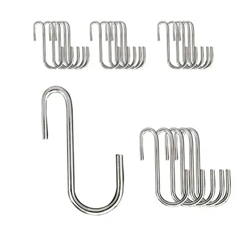 BQKKWIN Heavy Duty S Hooks Black S Shaped Hooks Hanging Hangers Hooks for Kitchen, Bathroom, Bedroom and Office Pan Pot Coat Bag Plants (20 Pack Silver) BQKKWIN Heavy Duty S Hooks Black S Shaped Hooks Hanging Hangers Hooks for Kitchen, Bathroom, Bedroom and Office Pan Pot Coat Bag Plants (20 Pack Silver)