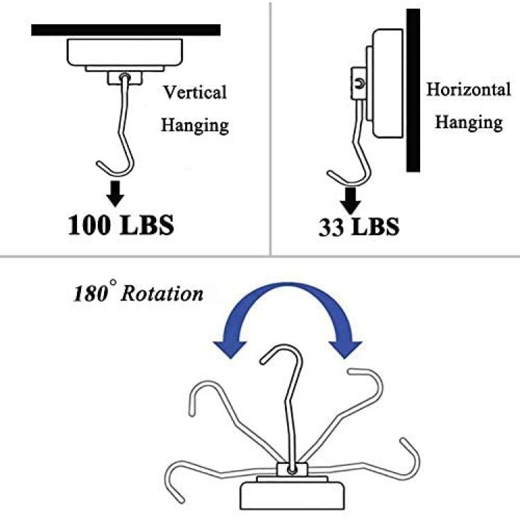 6 Pack 100Lbs Heavy Duty Magnetic Hooks Cruise Hanging Hooks for  Refrigerator