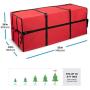 Extra Wide Opening Christmas Tree Storage Bag - Fits Up To 9 ft. Tall Artificial Disassembled Trees, Durable Straps & Reinforced Handles - Holiday Xmas, 600D Oxford Duffle Bag - 5 Year Warranty, Red