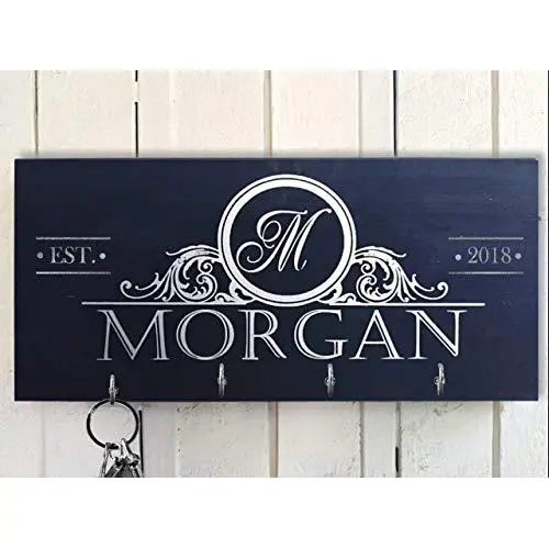 Personalized Black-Silver Key Holder for wall, Monogram key holder, Charcoal Key Holder, Key Hanger, Family name Last Name Wall Key Rack,Custom Gift, Wedding Gift, Closing Gift, Real Foil Letters Personalized Black-Silver Key Holder for wall, Monogram key holder, Charcoal Key Holder, Key Hanger, Family name Last Name Wall Key Rack,Custom Gift, Wedding Gift, Closing Gift, Real Foil Letters