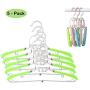 WXR Plastic Hangers MultifunctionalFoldable and Retractable Clothes Hangers with Non-Slip PadSpace Saving Adults Kids Clothes Hangers 5 Pack (Pink)