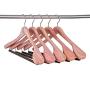 Amber Home 5 Pack Aromatic American Red Cedar Wooden Coat Hangers, Suit Hanger, Jacket Hanger, Clothes hangers with Velvet Pant Bar Natural Color Smooth Finish (17.52Lx2.30W)