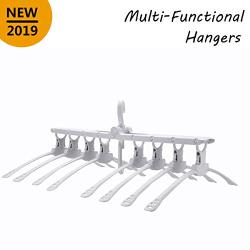 Gemazon Collection Magic Multi Folding Clothes Hangers - Non Slip Plastic Drying Rack, Space Saving with 360 Degree Swivel Hook 