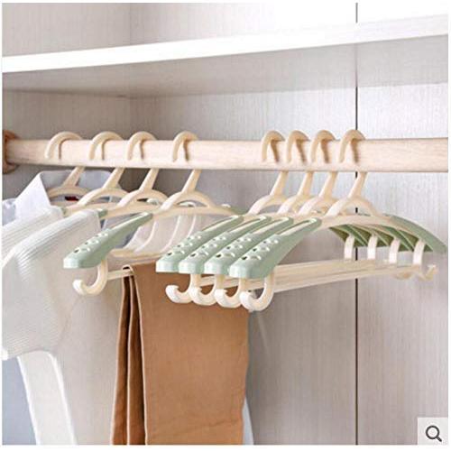 10pcs Random Color Adult Scalable Hangers Wide Shoulder Antiskid Plastic Multi-Function Clothes Hanger Decoration