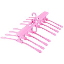 EvaroFly Multipurpose Magic Folding Hanger, Multilayer Anti-skidding Storage Clothes Hanger, Household Travel Camping -Pink 42.5x42x21.5cm