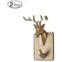 Zhi Jin 2Pc Gold Resin Animals Head Wall Hook Adhesive Door Hanger Decor for Clothes Towels Deer