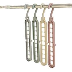 Inluever Clothes Hanger, Multi-Function Plastic Clothes Hangers, Folding Coat Hanger, Nine-Hole Hanger, 4 Packs