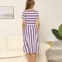 Kauneus ???????? Womens Summer Short Sleeve Striped Color Block High Waist Beach Maxi Dress with Pockets