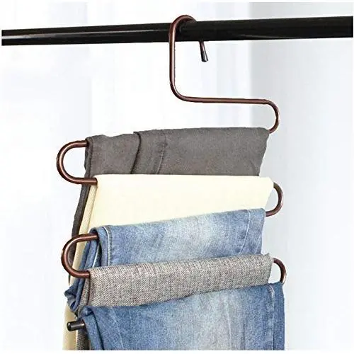 5pcs Random Color 5-Tie S Shape Clothes Hanger Pants Wardrobe Trousers Anti-Slip Storage Rack 5pcs Random Color 5-Tie S Shape Clothes Hanger Pants Wardrobe Trousers Anti-Slip Storage Rack