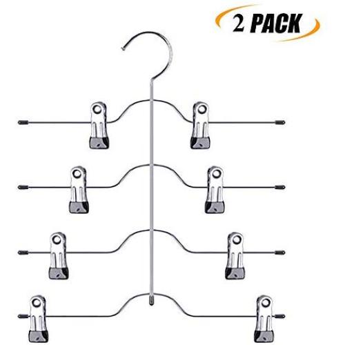 2 Pack Space-Saving Closet Organizers, Four-Layer Creative Clothes Hanger, Adjustable Traceless Pants Clip, Multi-Functional Stainless Steel Hanger with PVC Protector for Men Women Kids,2 Pack