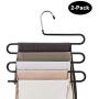 Pants Hanger Multi-Layer S-Style Jeans Trouser Hanger Non Slip Stainless Steel Clothes Hangers Closet Space Saving for Pants Jeans Scarf Hanging 2 Pack