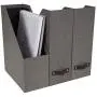 Bigso Estelle Canvas Fiberboard Upright Magazine Storage Box, 12.6 x 4.5 x 9.8 in, Grey