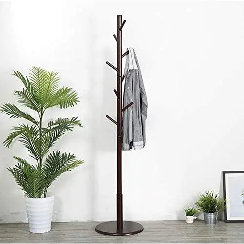 GGYDD Wooden Free Standing Coat Rack, Entryway Hall Tree Coat Hanger with Solid Round Base for Hat,Clothes,Purse,Scarves,Umbrella-Brown 40x170cm(16x67inch) GGYDD Wooden Free Standing Coat Rack, Entryway Hall Tree Coat Hanger with Solid Round Base for Hat,Clothes,Purse,Scarves,Umbrella-Brown 40x170cm(16x67inch)