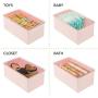 mDesign Plastic Stackable Storage Container Bin Box, Hinged Lid - Bathroom Cabinet Organizer for Toiletries, Makeup, First Aid, Hair Accessories, Bar Soap, Loofahs, Bath Salts - 2 Pack - Pink